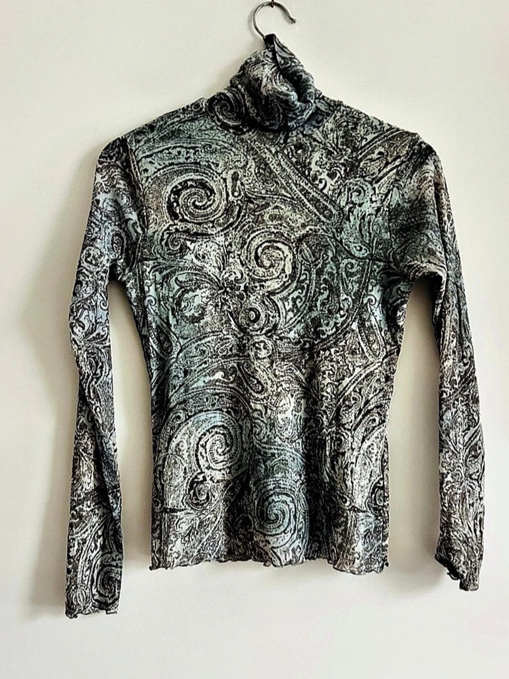 WESTON WEAR Paisley Mesh Turtleneck Top